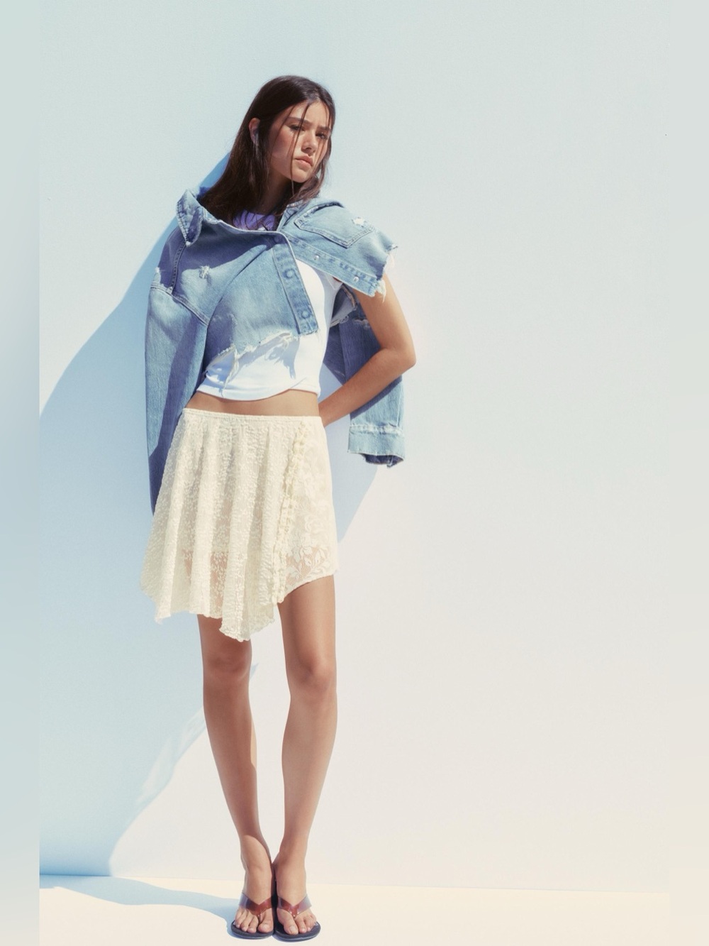NWT ZARA ASYMMETRIC LACE MINI SKIRT